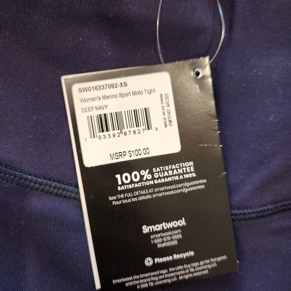 Nwt Smartwool moto tights leggings navy - Picture 9 of 9